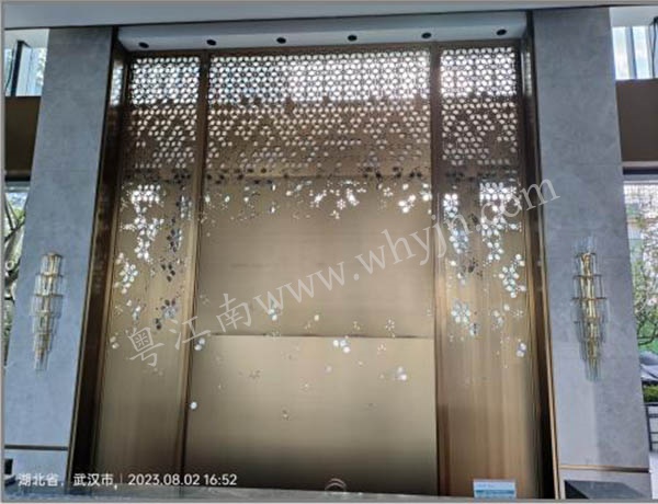 東原印未來入戶大堂背景墻不銹鋼屏風